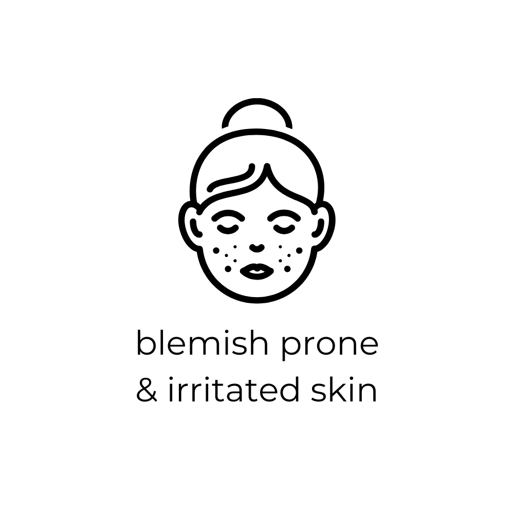 Icon of a person with blemish-prone and irritated skin on a white background