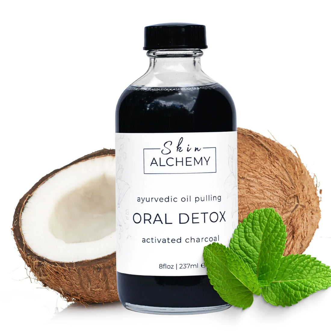 Detox Oil Pulling Mouthwash - Activated Charcoal - Skin Alchemy