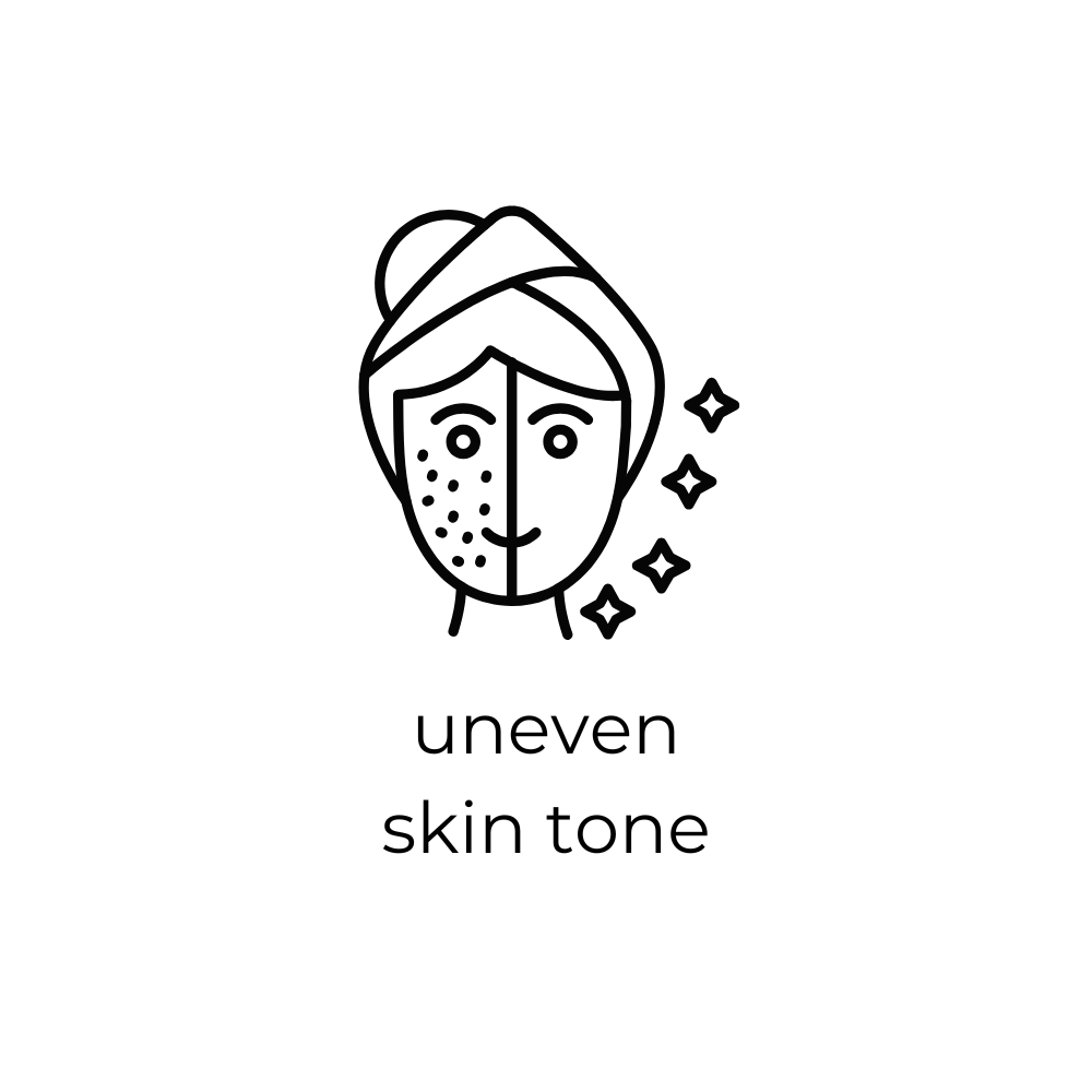 Illustration of a person with uneven skin tone and text on a white background